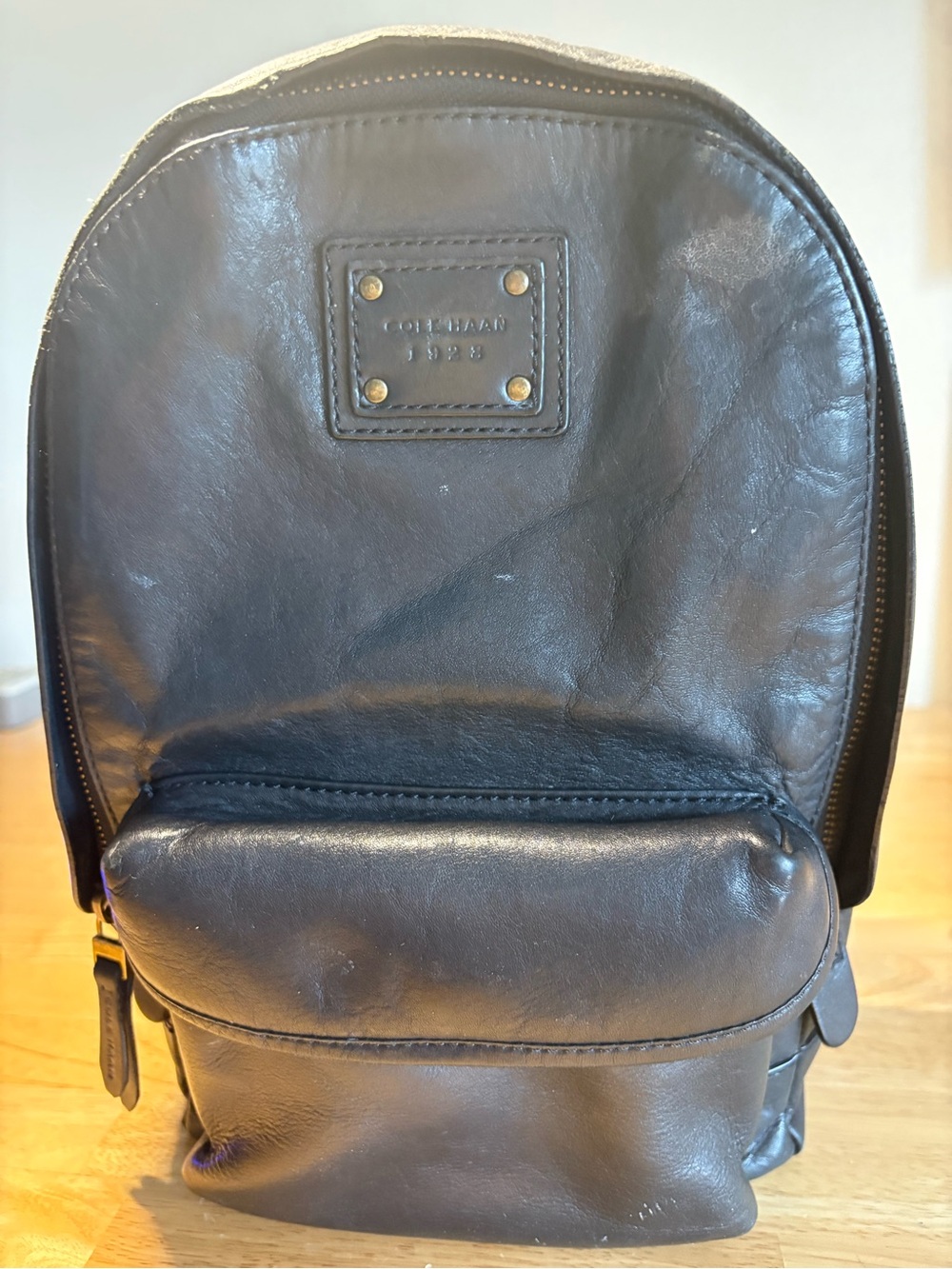 Cole Haan Black Leather Compact Men's Backpack